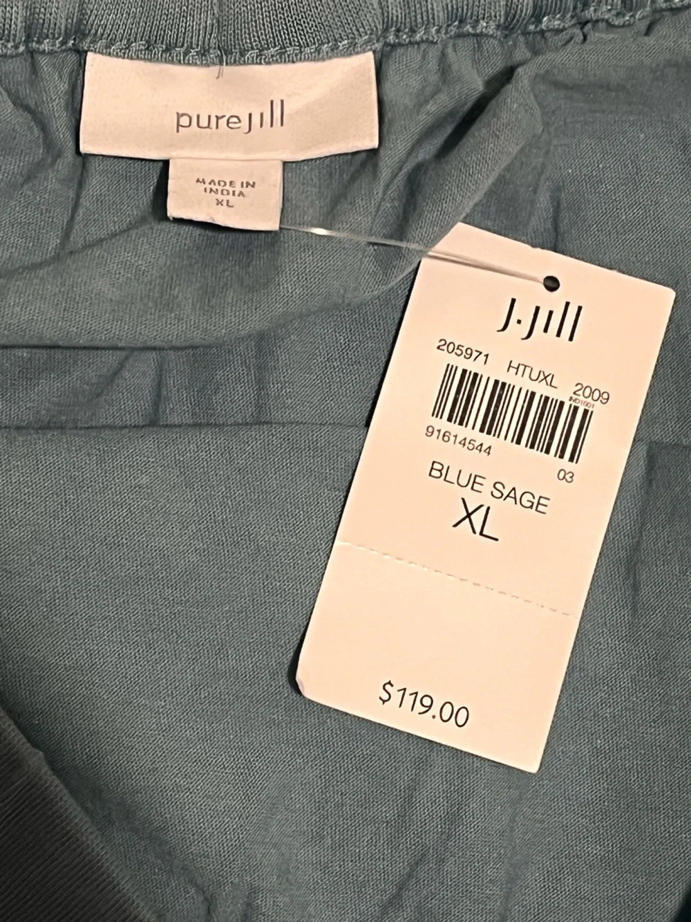 J Jill Pure | New Silk Blend A-line Pull on Midi Skirt Women’s size XL blue Sage - Picture 4 of 9